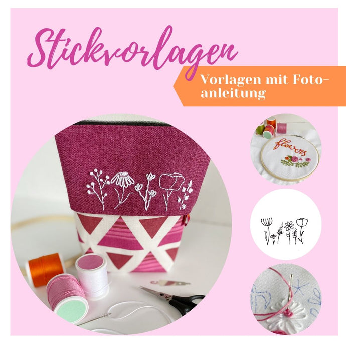 Florale Stickvorlagen mit Anleitung